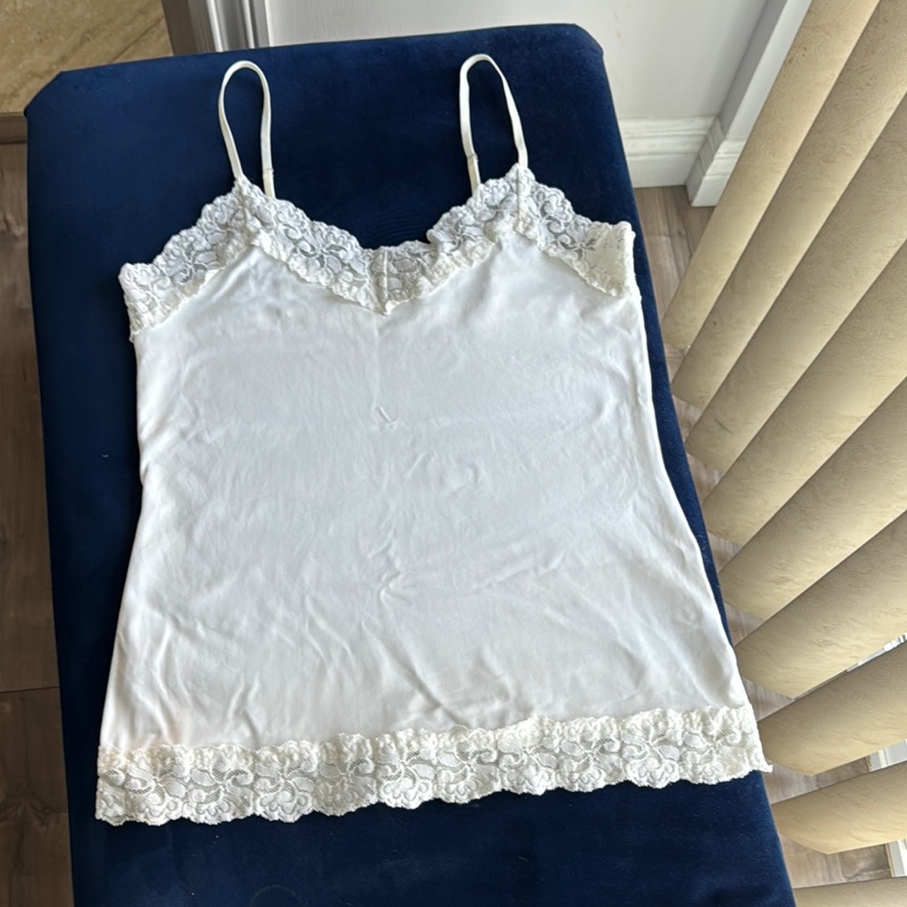White house black market White Lace Trim Camisole  size s
